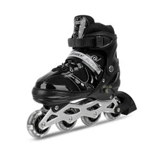 deevudi Inline Skates with PU Flashing Wheel Aluminum Body in-Line Skates with Size Adjustable with LED Flash Lights Set for Boys Kids and Girls Length for Age 7-16 Years (black)